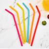 Paille à boire en silicone de haute qualité 200 mm de longueur Micro-ondable Style occidental Couleur unie