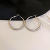 Stylish Irregular Three-Layer C-Shaped Earrings: European & American Metal Fashion Studs with a Luxurious High-End Appeal