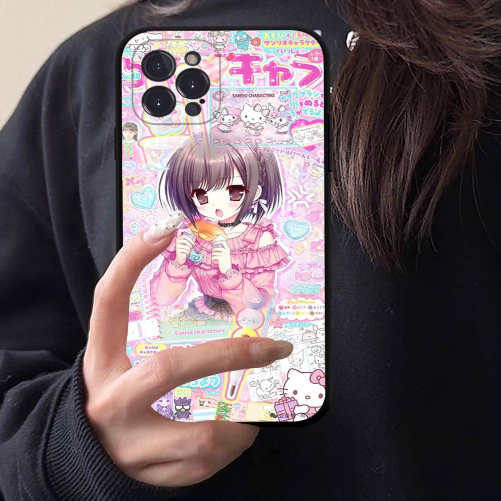 Japanese Cute Girls Y2K Pattern Phone Case TPU Phone Case For Iphone17 Air 16 15 14 13 12 11 Pro Max Plus Cover Case