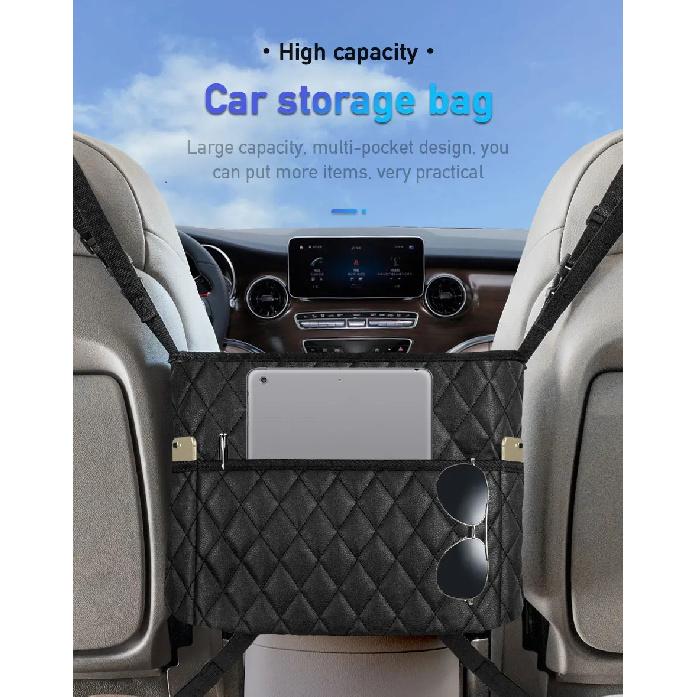 SEAMETAL Car Handbag Holder Pu Leather Car Storage Bag Interior Auto Seat Middle Box Seat Back Hanger Hanging Pocket Organizers