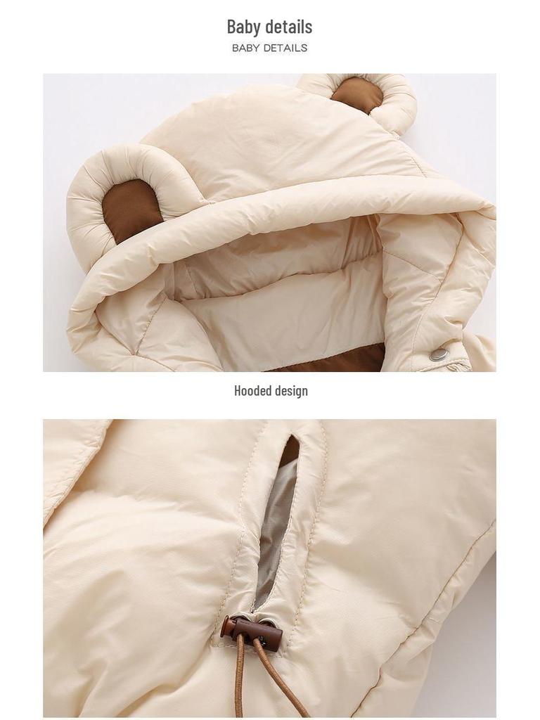 Infant Cotton-Padded Jacket with Fur Collar for 1-2 Year Olds