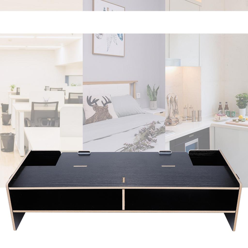 Heighten Shelf Rack Shelf Stand Holder for Display Screen Keyboard Base Bracket Wooden Black