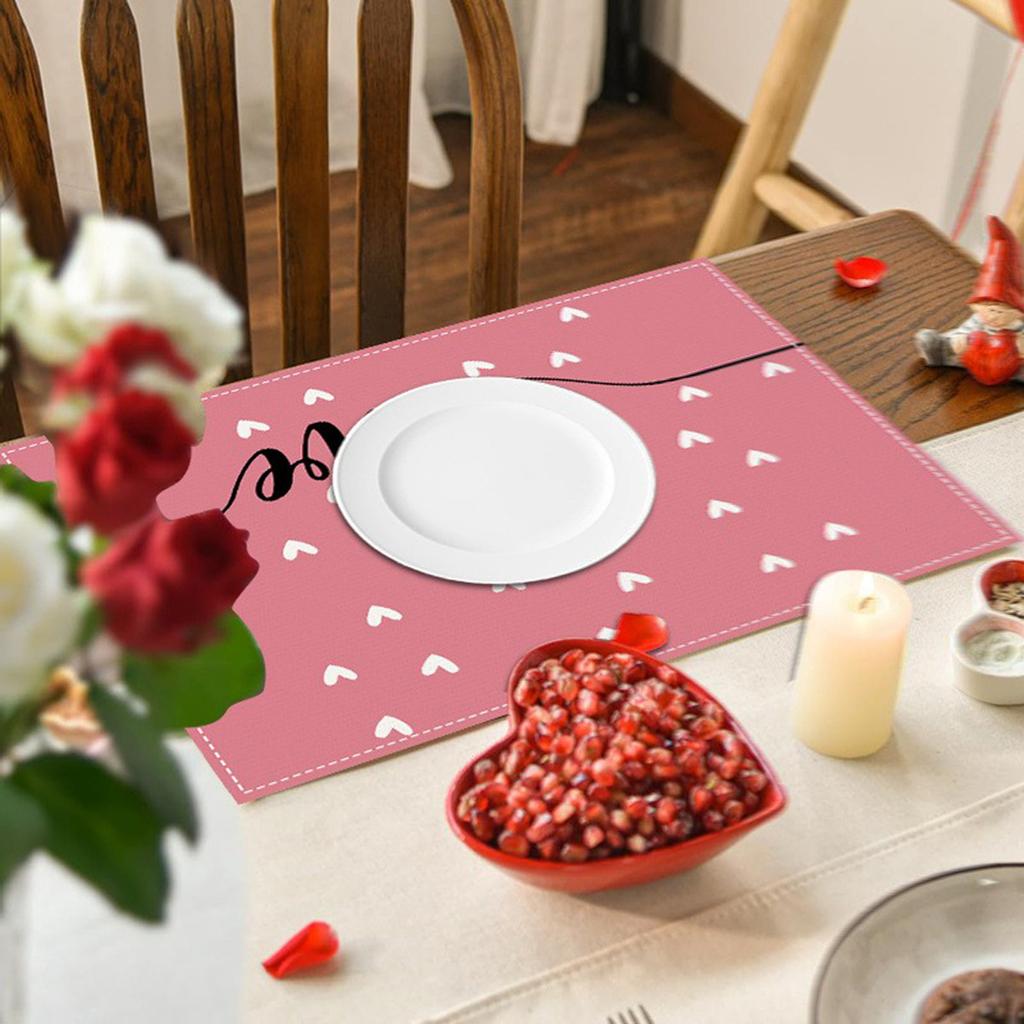 Love Valentine's Day Meal Mat, Festival Party Restaurant Decoration Tablecloth, Home Kitchen Table Insulation Mat 1pc