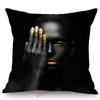 Black Gold African Lady Girl Style Modern Fashion Living Room Luxury Looking Decoration Art Sofa Pillow Case Linen Cushion Cover