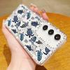 Whale Pattern Soft Silicone Phone Case For Samsung S25 Edge S24 FE S23 Ultra S22 A16 A56 A36 A15 A55 A35 Diamond Frame Clear Shockproof Cover