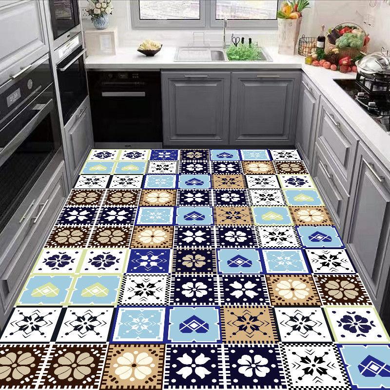 Carpet for Kitchen Pvc Floor Mat Large Size Waterproof Non-slip Carpets Leather Anti-oil Foot Mats Retro Home Decoration Rug