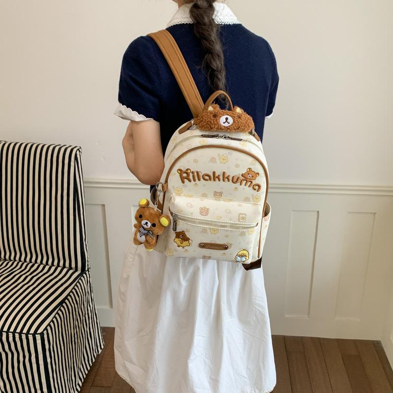 Schoolbag cartoon ins niche design cute bear backpack women's fashion versatile cute polka dot attendance student backpack