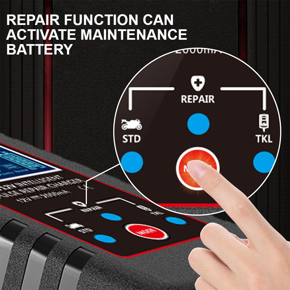 6V 12V Switch ASE Adapter Cable Smart Battery Charger Multiple Protections Car Automatic Float Charger For Motorcycle Lawn Mower