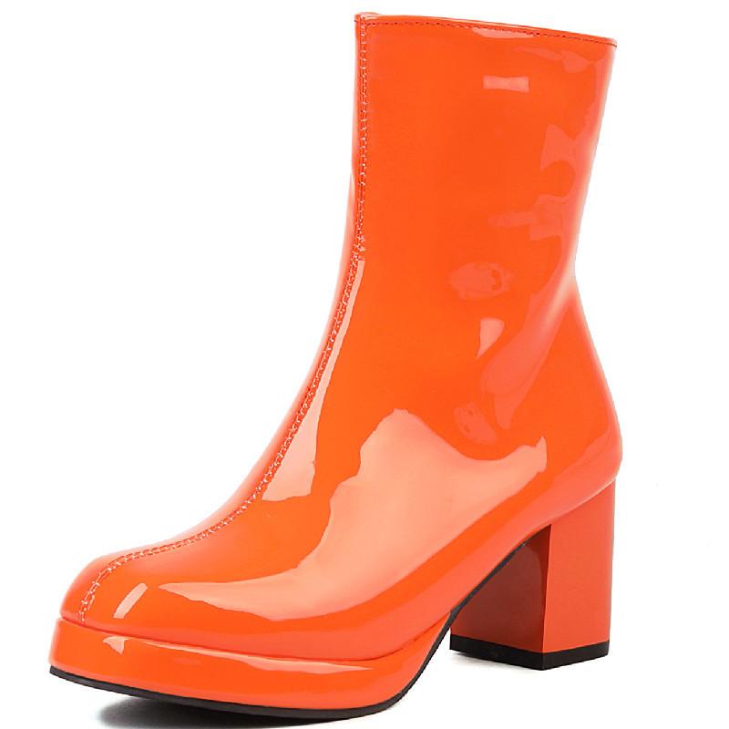 Mode Elegante Stiefeletten Frauen Winter Schuhe 2024Block Heels Rot Schwarz Weiß Grün Kurze Schuhe Mädchen Stiefel Große Größe 48