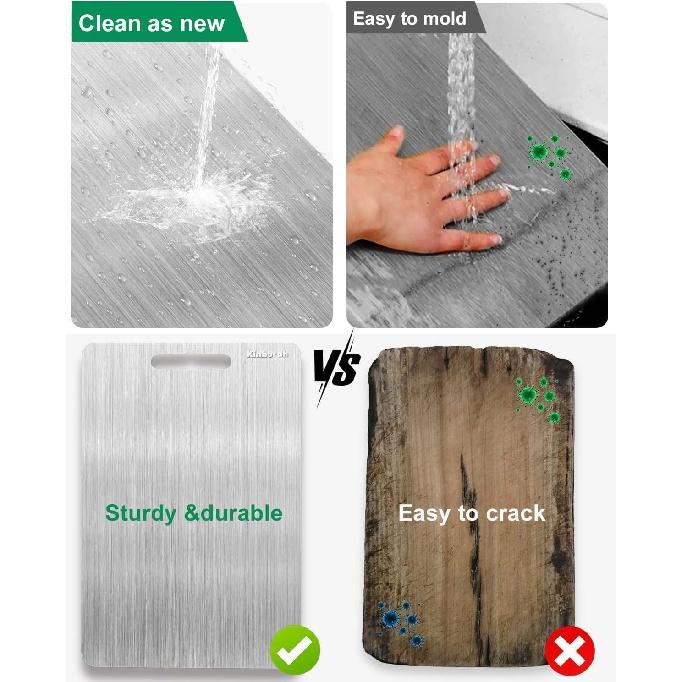 100% Pure Titanium Cutting Board - Cutting Boards for Kitchen - Dishwasher Safe Double-Sided Titanium Board Kitchen for Home Outdoor Camping Gifts