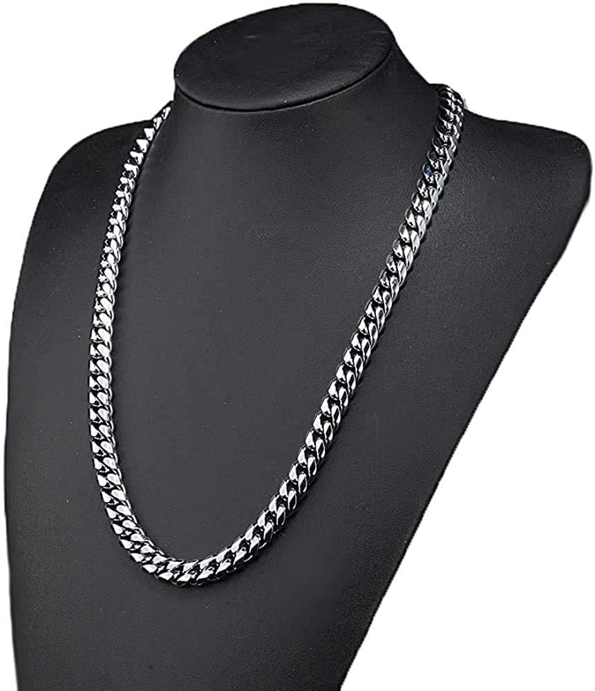 [Rockyu] Men's Stainless Steel Necklace, Hypoallergenic, Chain Only, Silver, Stylish, Popular Accessory