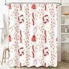 Christmas Shower Curtain Bathroom Decor Red White Candy Cane Floral Pattern Waterproof Polyester Fabric Home Accessories Bl