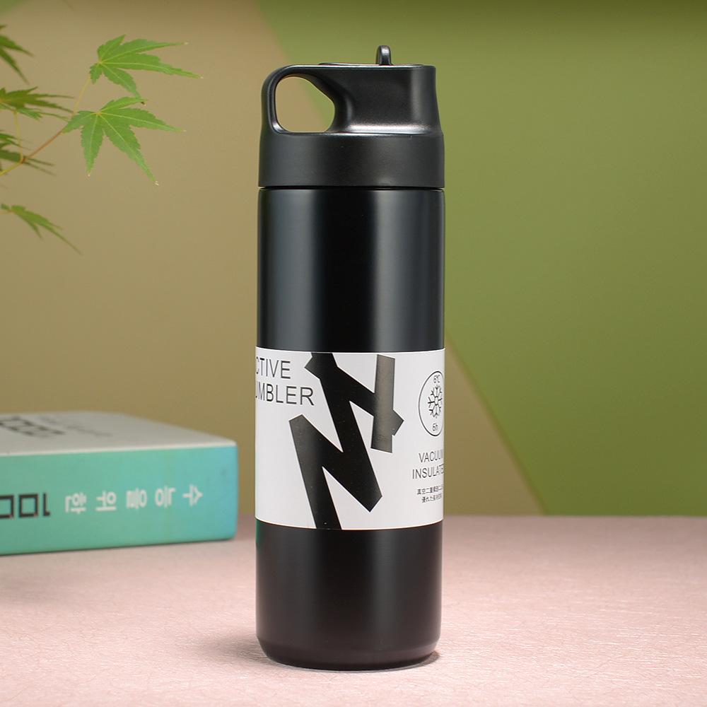 

Бытовая минималистичная чашка с вакуумной изоляцией, чашки из нержавеющей стали для воды с соломинкой, портативные кофейные чашки, портативная чашка с изоляцией 600ML