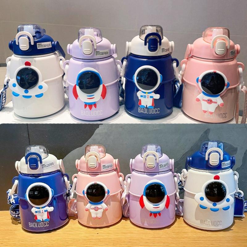 Hseen 2023 New Children's Insulated Cup Cute Cartoon Straw Cup Stainless Steel 850ml Capacity