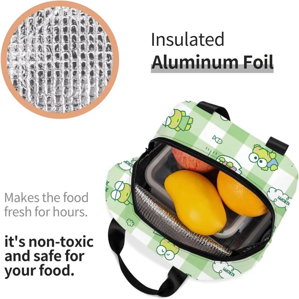 Cute Forg Thermal Lunch Bag Reusable Insulated Bento Lunch Box for Women Girls Work School Picnic 8.5x8x5 Inch