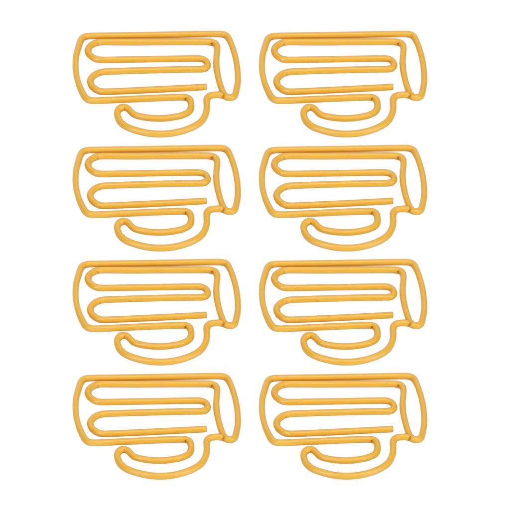 100Pcs Cute Paper Clips Yellow Cup Style Strong Metal Exquisite Color Kids Paper Clips for Home Scho