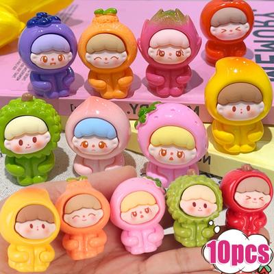 Mini-Ornamentfiguren aus Kunstharz, niedliche Cartoon-Obststatue für das Armaturenbrett im Auto, Mikro-Landschaft, Garten, Zuhause, Desktop-Dekoration