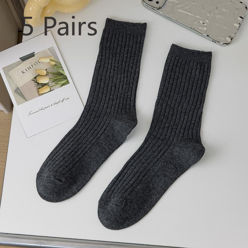 

5 пар женских весенних и осенних носков-труб из хлопка с защитой от запаха, однотонных 5 Pairs темно серый