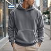 Loose Fit Pullover Hooded Sweatshirt Solid Fleece Lined Men S Casual
