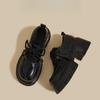 2025 Autumn New Thick High-heeled Loafers Women's Black Platform-soled Lace-up British Style College Jk Retro Small Leather Shoes