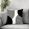 1Pc Black And White Geometric Stripe Throw Pillow Cover,Suitable For Sofa,Bedroom,Livingroom,A Unique Gift For Minimalist Lovers
