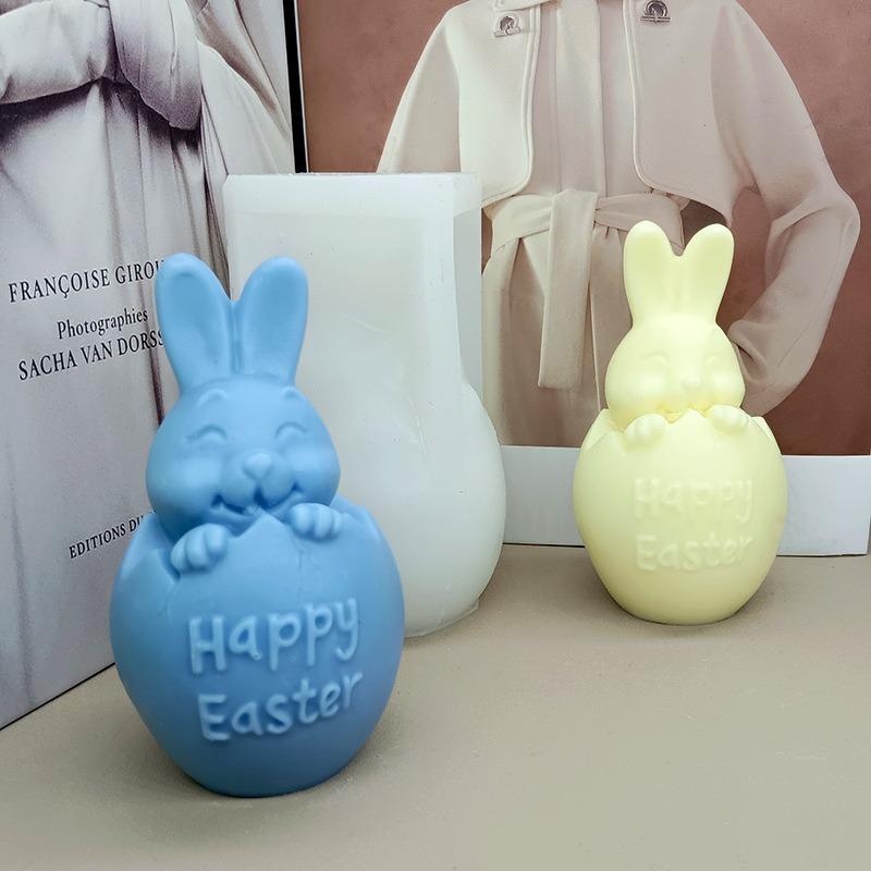Easter Bunny Candle Silicone Mold 3D Rabbit Egg Aromatherapy Plaster Resin Crafts Mould DIY Candle Making Supplies Holiday Gift