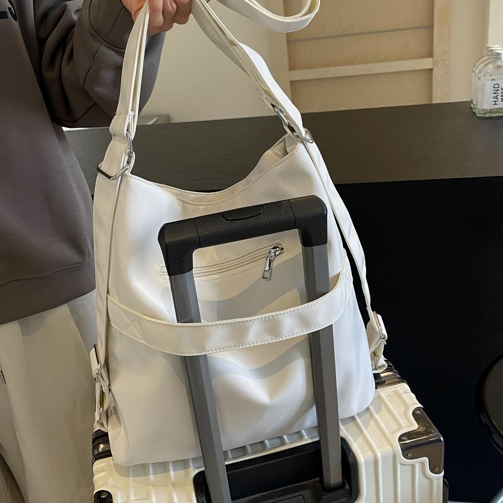 Fashion Solid Color Shoulder Bag, Large Capacity Tote Bag, Women's Convertible Backpack Purse