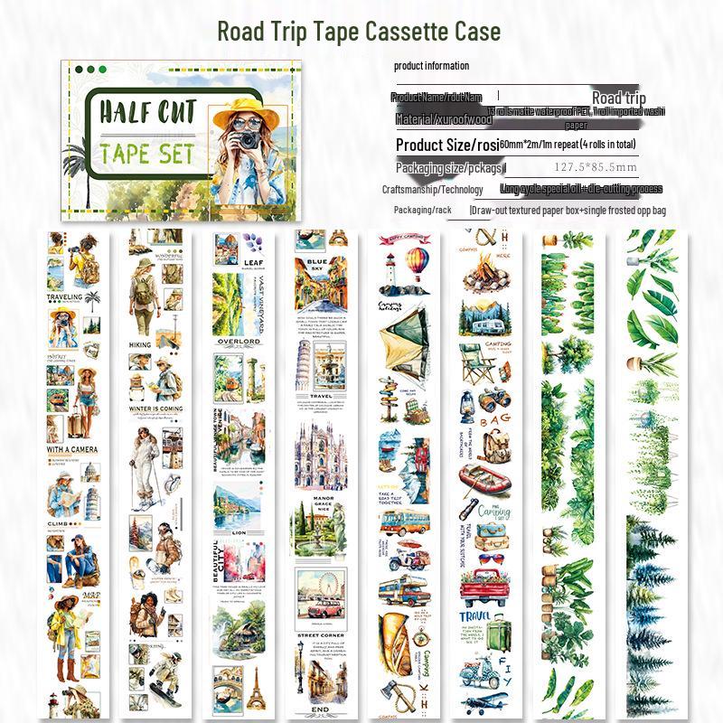 INS Style Pastoral Scenery Planner Stickers & PET Film Tape Set