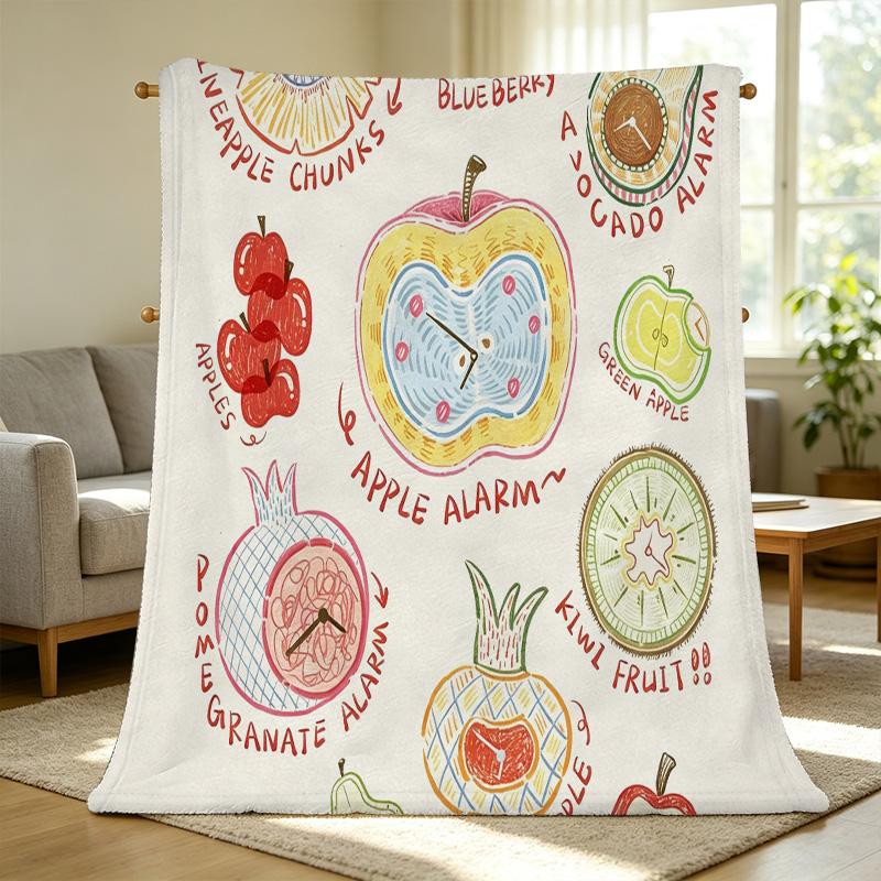 Fruit-Themed Flannel Blanket Super Soft, Cozy & Warm Throw Perfect for Home Napping, Halloween & Christmas