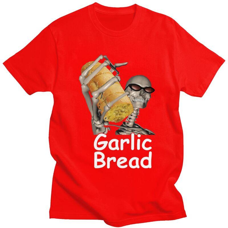 Custom Trendy Garlic Bread Skeleton Evil Skeleton Funny Meme T Shirt Men Pure Cotton Tshirt Leisure Tees Streetwear Tshirts S