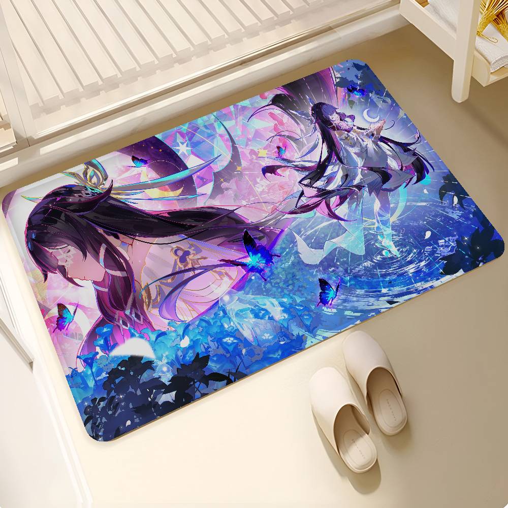 Genshin Impact Columbina Anime Hallway Carpet Non-Slip Laundry Room Mat Laundry Decor Balcony Child Living Room Bedside AreaRugs