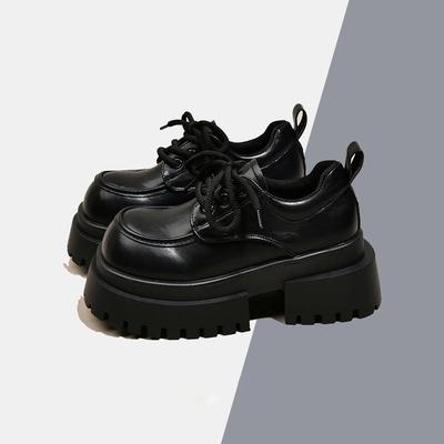 Thick-soled Versatile British College Style Retro Jk Loafer Single Shoes Big Head Lace-up Small Leather Shoes Women's Autumn New Models