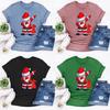 Women Santa Claus Dabbing Print T-shirt Soft Comfortable Christmas Short Sleeve Tee