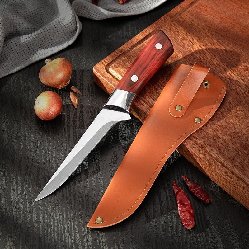 Meat Cleaver Chef Knife Stainless Steel Boning Knife Sharp Slaughtering Sheep Pig Fish Fruit Vegetable Knives with Sheath Kitchen Tool