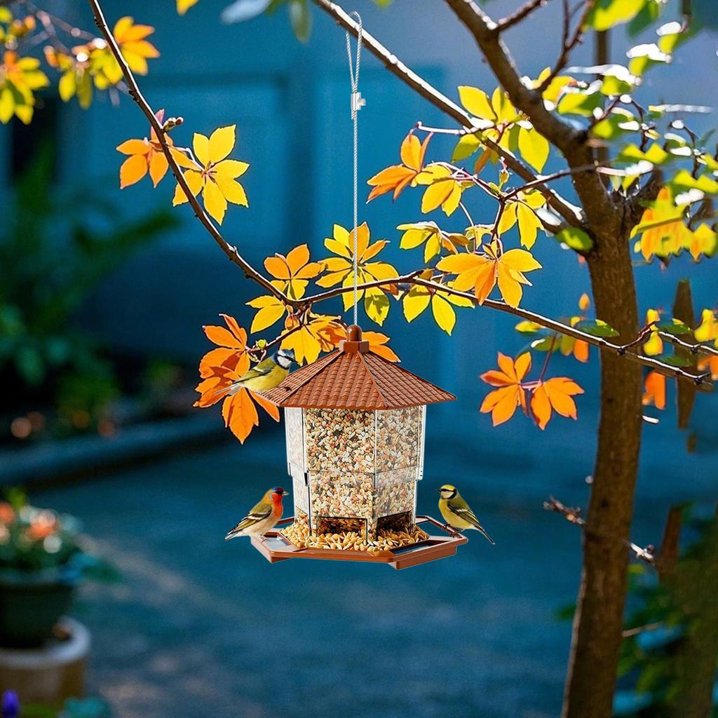 Large Bird Feeders For Outdoors Hangable Squirrel Proof Food Dispenser Squirrel Proof Wild Bird Feeders With Perch Tray For