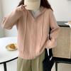 Hooded Double Zip Sweater Jacket Women's Loose Chunky Knit Cardigan
