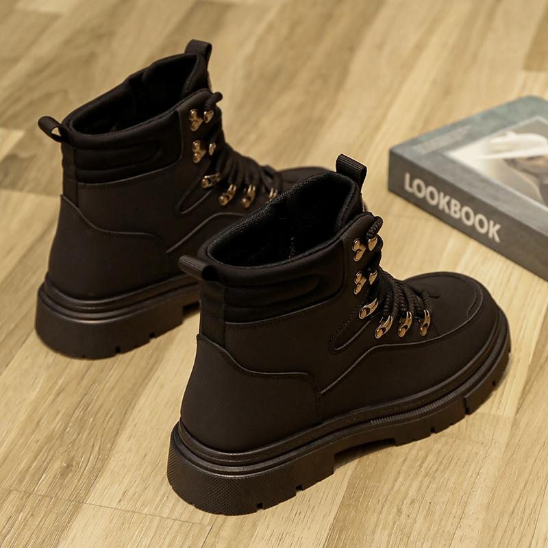 Men's Snow Boots Plush Warm Work Boots Waterproof Anti-slip Thick-soled Outsoor Hiking Shoes for Men High-top Climbing Walking