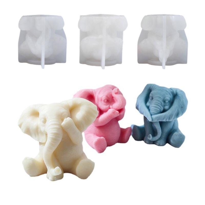 Silicone 3D Elephants Candle Molds Soap Resin Mould DIY Animal Aromatherapy Candle Mold Hand Craft for Home Party-Decor
