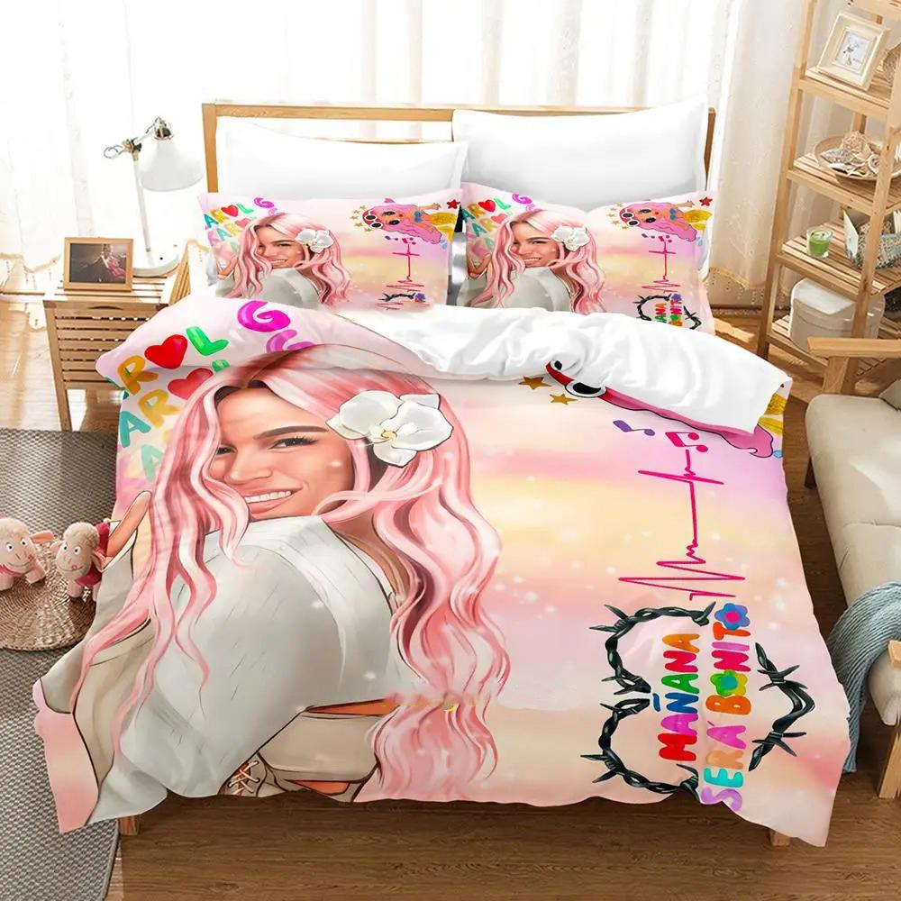 Karol G New Album Cover Manana Sera Bonito Bichota 2 Bedding Set Cartoon Anime Three-piece Set Teenager Bedroom Duvetcover Sets