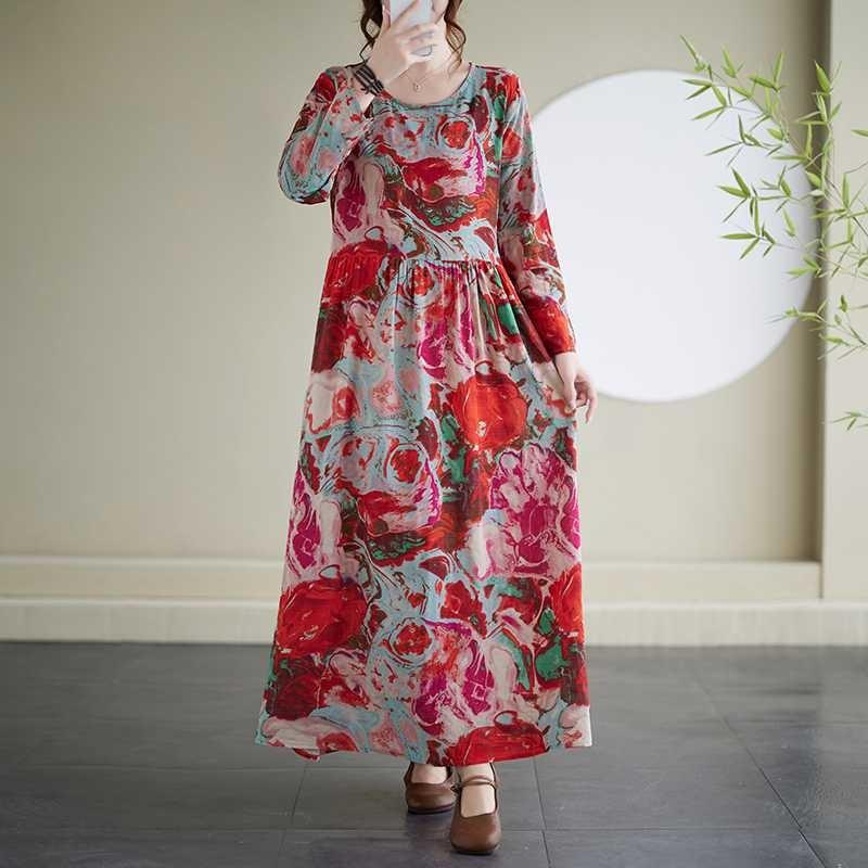 Vintage Long Skirt Flesh-Covering Dresses