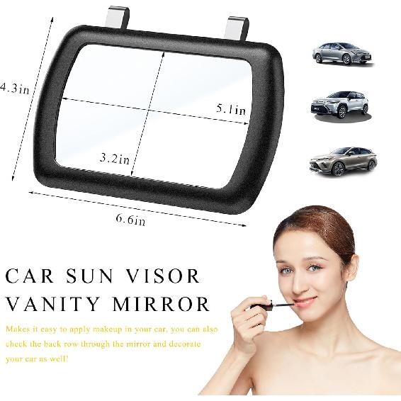 2 PCS Car Sun Visor Vanity Mirror, Clip-on Vehicle Makeup Mirrors for Women Girls, Portable Auto Sun-Shading Visors Cosmetic Mirror for Cars Truck