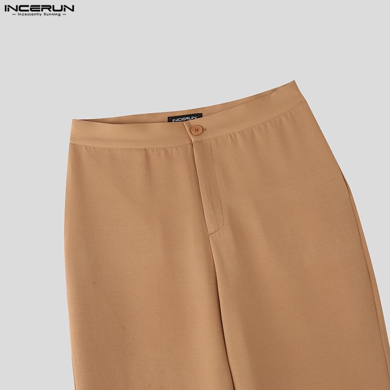 INCERUN Two Pieces Men Long Sleeve Lace-up Thin Blazer Long Straight Pants Loose Sets