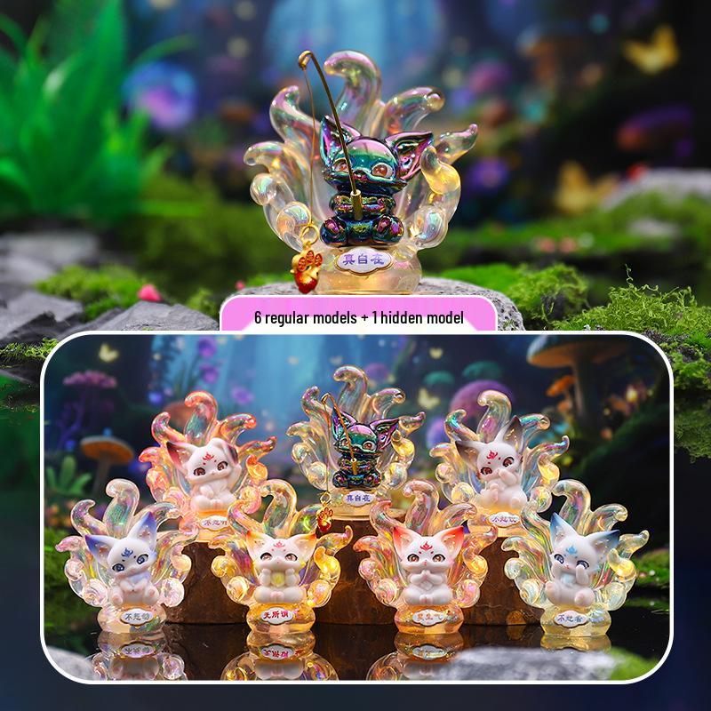 Qingqiu Nine-Tailed Fox Blind Box Figurine - Trendy New Year Gift & Desktop Decoration