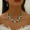 Diamond Leaf Fringed Necklace Light Luxury Court Style Collarbone Chain Retro High-End Jewelry Set Female