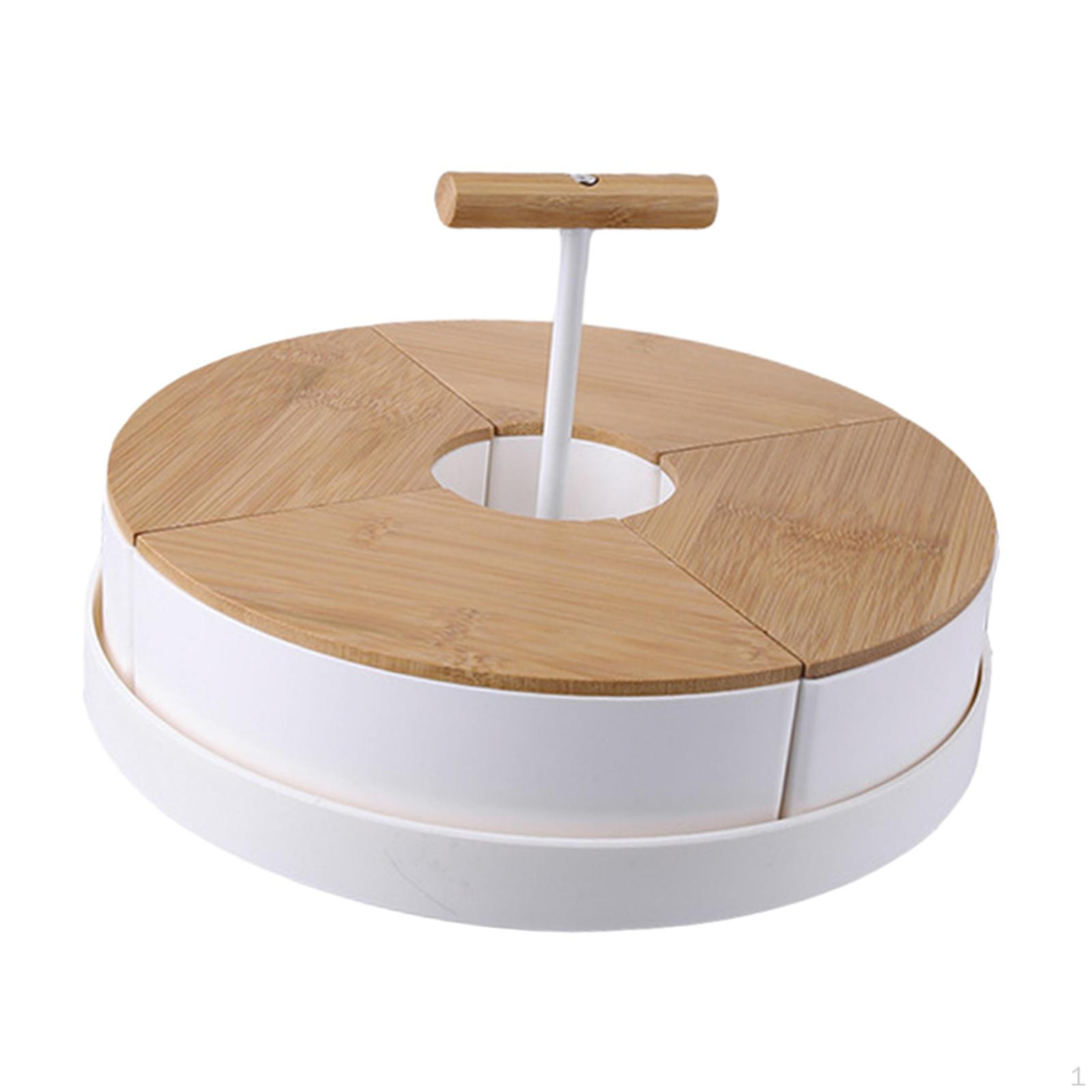 

Разделенный сервировочный поднос для хранения сухофруктов, овощей, 4 отделения, блюдо для закусок, конфет White with handle