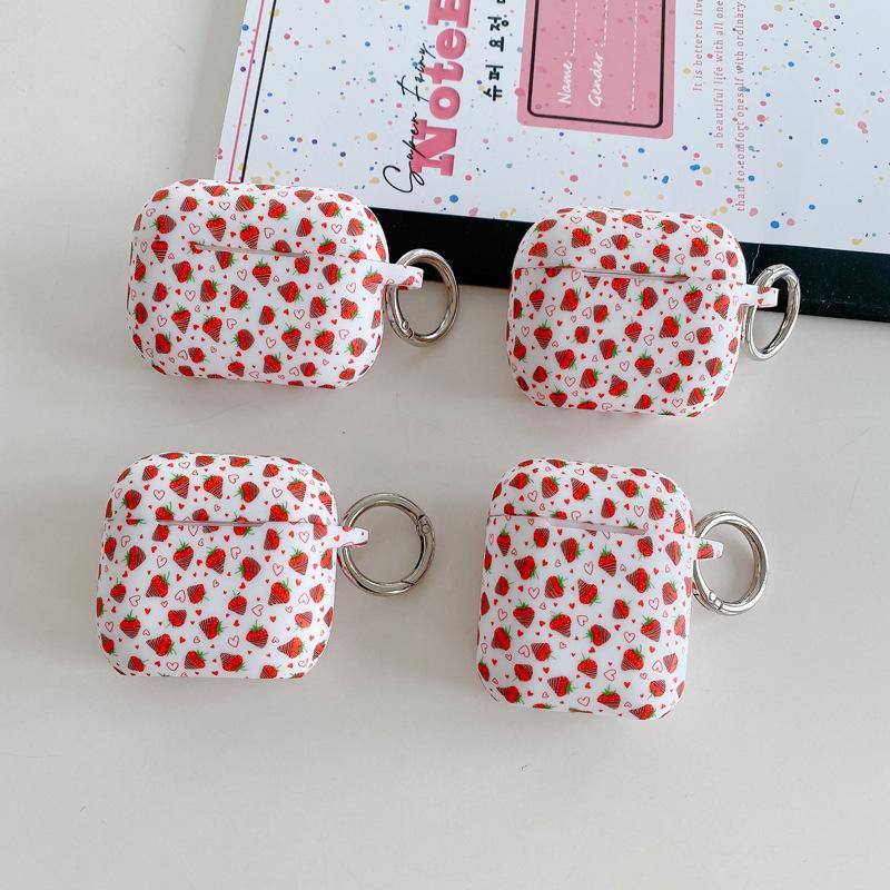 The New Strawberry Is Suitable for Apple Wireless Bluetooth Headset Case Protective Case Headset 1st Generation AirPods Pro1 Anti-drop