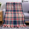 Navy Red Plaid Ultra Soft Sherpa Fleece Blanket Fluffy Warm Halloween Cozy Throw for Sofa Couch Bedroom Gift All season