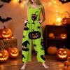 Women's Sleeveless Jumpsuit Halloween Pumpkin Print Cotton Casual Overalls Wide Leg Romper