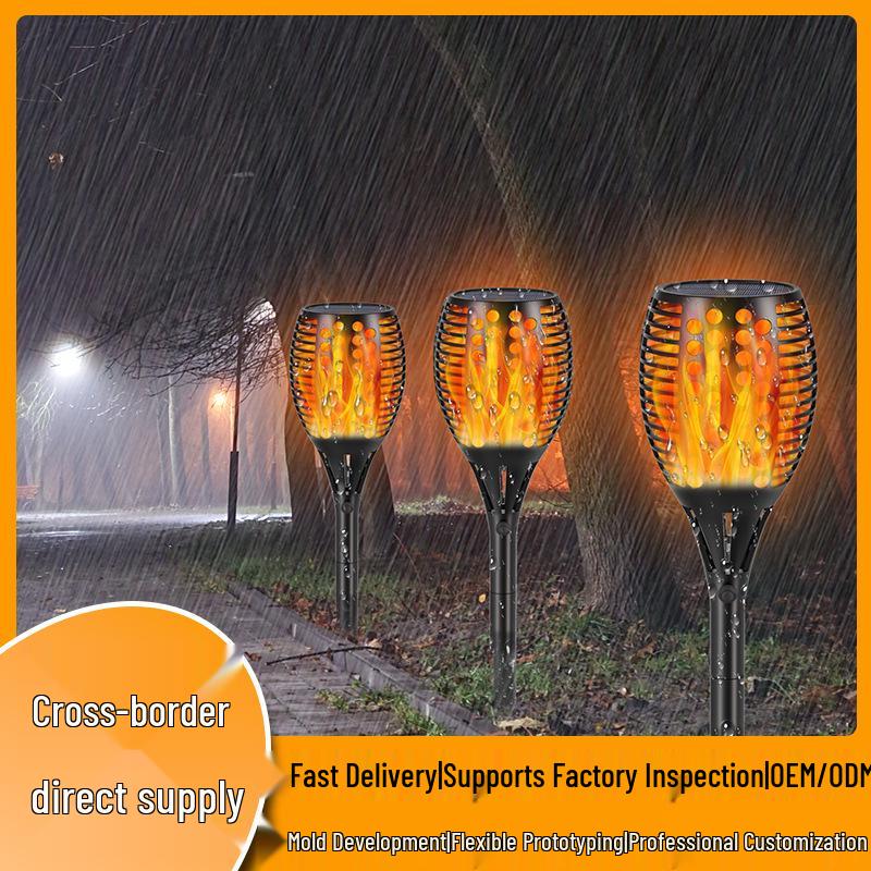 96 LED Solar Flame Simulation Waterproof Outdoor Garden Lamp Single Pack