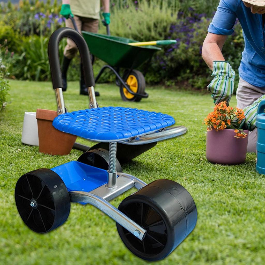 Garten Sitzwagen Garten Rollarbeitsplatz Höhenverstellbarer Gartenstuhl 360 Grad Drehbar Arbeitssparend für Bauernhof Outdoor Camp